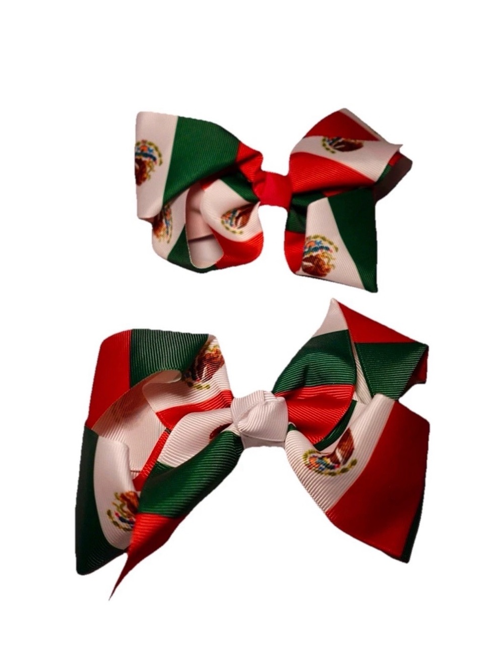 Patriotic Red Mexico 2 pcs Ribbon Hair Bows